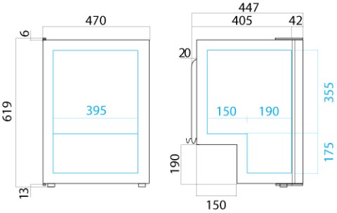 FRIGO LT.60 NERO AIRLOCK SENZA CORNICE